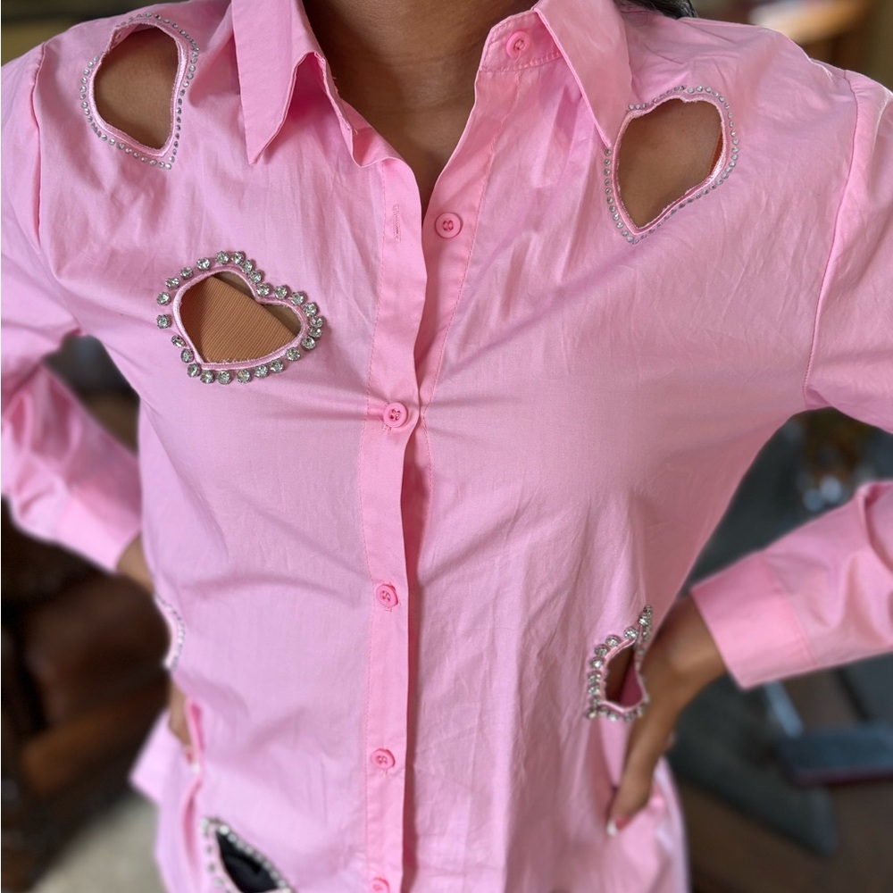 Pink Shirt with Heart Detail - Picture 2 of 4
